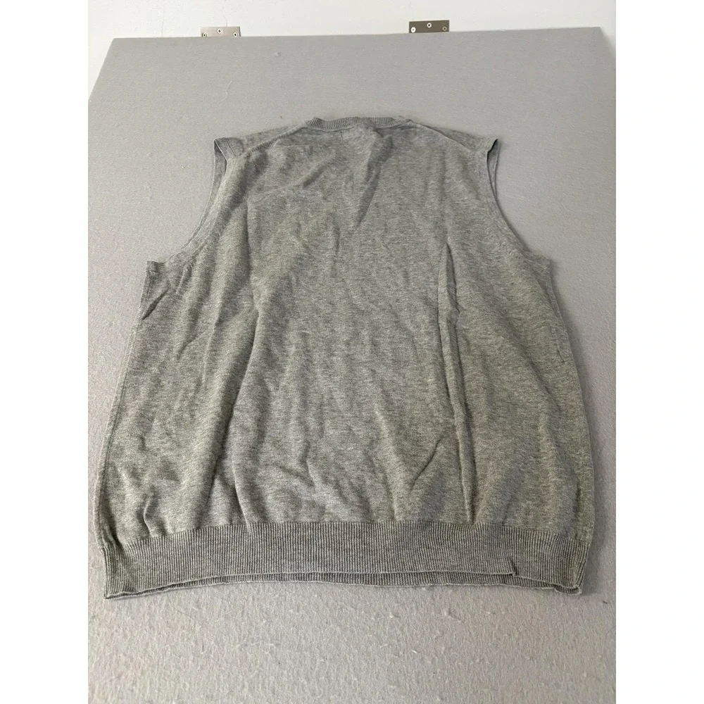 Banana Republic Sweater Vest Mens Large Gray V Neck 100% Cotton Pullover Classic